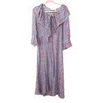 See By Chloe Ruffled Printed Silk Georgette Midi Dress Sz Medium Photo 1