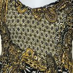 Sharagano Retro Crinkle Babydoll Blouse Brown Tan Textured Size Large Photo 10