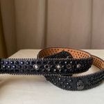 Black Rhinestone Skull Studded Western Belt XXL 1.5" Punk Rock Goth Style Photo 7