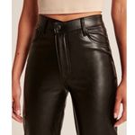 Abercrombie & Fitch Abercrombie 90s Straight High Rise Criss-Cross Waist Vegan Leather Pants Photo 2