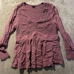 Torrid  Shirt Womens 1X Mauve Babydoll Crinkle Gauze Smocked Vneck Blouse Top Photo 0