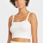 Colsie White Ribbed Knit Seamless Brami Crop Tank Top Women's Size Medium Photo 0