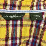 Eddie Bauer  Womens Yellow Red Blue Plaid Cotton Flannel Button Down Shirt large Photo 2