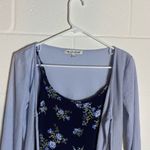 Floral Navy Dress with Lavender Cardigan small Blue Photo 2
