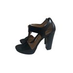 Michael Kors Black Gold Leather Platform Zip Heels Size 7 Photo 2