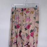 World Market Lounge Pants Womens S/M Tan Pink Coquette Romantic Tropical Floral Size M Photo 5