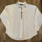 Woolrich  Christmas Holiday Embroidered White Button Up Shirt Women's Size Large Photo 0