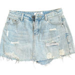 Acne Studios  Light Wash Distressed Denim Skirt Built in Short Raw Hem Photo 0