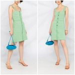 Sandro 💕💕 Lea Organic Cotton Blend Square Neck Tweed Dress ~ Vert Green 34 Photo 5