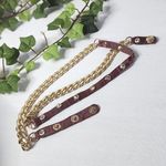 Gold Cuban Link Chain and Burgundy Leather Boot Ankle Bracelet Green Photo 1