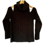 Evereve cold shoulder black knit turtleneck sweater women's size small top Photo 0