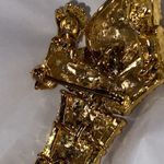 Vintage Articulated Leopard Pin Gold with Green Glass Eyes Photo 10