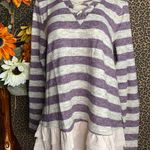Doe & Rae ✅3/$30✅ NWT  Grape Striped Long Sleeve Lace Up Ruffle BabyDoll Top | SMALL | Photo 2