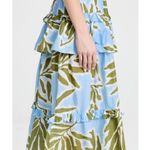 Tanya Taylor New Horizon Blue Tropical Leaf Hazelle Tiered Midi Skirt Size Small Photo 5