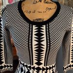 Nina Leonard Black and White Geometric Print Fit & Flare Sweater Dress NWT Photo 3