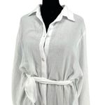 LAmade Andria Gauze Women’s Long Sleeve Tie Waist Button Front Shirt Dress White Size M Photo 3