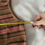 Aerie Womens Size Medium Pink Brown Stripe Ribbed Tank Top Cropped Activewear Photo 3