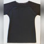 Tahari Arthur Levine Black Dress Geometric Lace Drape Short Sleeves Size 14 LBD Photo 2