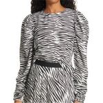 Birgitte Herskind Black White Zebra Stripe Puff Sleeve Blouse Top Size 32 or XS Black Photo 5