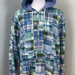 LL Bean Anorak Madras Patchwork Plaid Pullover Hoodie Jacket Women’s XL 90s Blue Photo 0