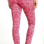 J Brand  620 Mid Rise Super Skinny Jeans In Neon Pink Boa Snake Print Size 28 Photo 0