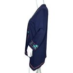 Coldwater Creek Sweater Women Small Navy Blue Embroider Floral Cardigan Bohemian Photo 2