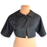 Vintage Rozae Nichols Black Metallic Textured Cropped Jacket Petite 4P Classic Photo 1