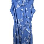 Croft & Barrow  Plus Size 1X Dress Blue Floral Ruffle Faux Wrap Fairy Whimsy 1515 Photo 0