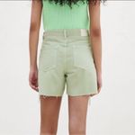 ZARA Mint Green Denim Dad Shorts Photo 3