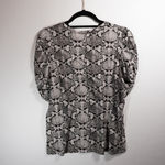 A.L.C. Kati Puff Sleeve Cotton Snake Python Animal Print Tee Shirt Blouse M Photo 2