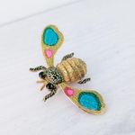 Vintage Brooch / Vintage Pin Gold Tone Bee with Colorful Accents Photo 2