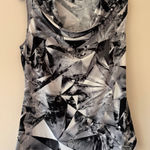 Marc New York Abstract Black White Gray Cowl Neck Sleeveless Top M Work Chic Photo 0