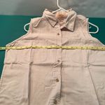 Fresno Jean Company Blue Denim Sleeveless Shirt Top Button Up Pockets large Tan Photo 5