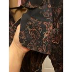 Solitaire Women's Paisley Trench Coat Size M Black Brown Photo 6