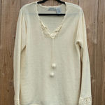 White Stag Vintage  Cream Sweater- Size large 12/14 pom pom Y2k cozy boho‎ Photo 0