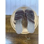 Crocs Leigh-Ann Leather Strap Mini Wedge Women's Size 9 Brown Comfort Sandals Photo 5