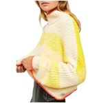 Free People Women’s Sunbrite Mock Neck Pullover Colorblocked Sweater Photo 1