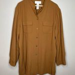 Liz Claiborne Elisabeth by  Caramel Brown Button Down Long Sleeve Shirt Photo 0