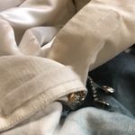 VTG 70’s Unique SILK Ombre White Navy Lined Trench Coat Silver Bling Sz 4/S Black Photo 10