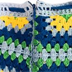 ZARA Crochet High Waisted Patchwork Boho. Shorts Bermuda Blue Sz Small Photo 4