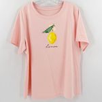 D&Co. Pink Lemon Graphic Cotton Blend Crew Neck Short Sleeve T Photo 0