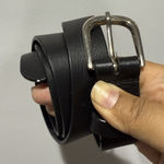 Obey  UNISEX LEATHER WAIST BELT COLOR BLACK AND SILVER BUCKLE  43" Sz M Photo 0