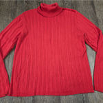 Talbots  Ribbed Stretch Orange Red Turtleneck Sweater Pullover Thin Size XL Photo 0