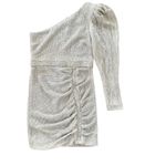 Lavish Lice NWT Lavish Alice Structured One Shoulder Sequin Mini Dress In Silver Size 8 Photo 4