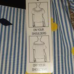 Crown & Ivy  Off Shoulder Floral Ruffle Dress SIZE L – Blue Striped Yellow Flower Photo 2