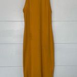 ZARA Women’s Large Butter Yellow Ribbed Racerback Midi Dress Summer Photo 0