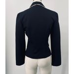 Vintage 90s City Triangles Blazer Animal Print Leopard Trim Fitted Black Small Photo 8