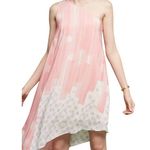 Maeve Anthropologie Avalonne Dress 4 Pink White Silk Asymmetric Whimsy Ethereal Photo 0