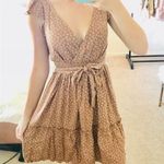Candie's  brown floral tie waist deep v ruffle dress Photo 0
