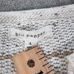 Blu Pepper V-Neck Stripe Pullover Sweater Women's Large Rolled Cuff Sleeve Knit Photo 4